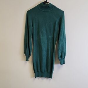 Elegant Teal Turtleneck Dress